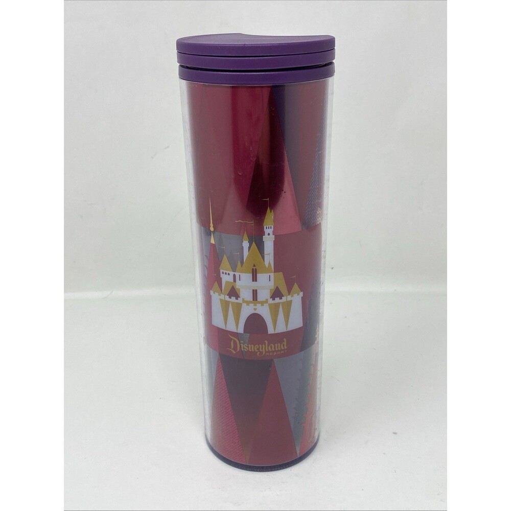 Starbucks Disney Parks Disneyland Geometric Castle Tumbler Purple Red 16oz